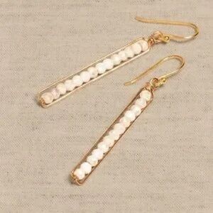 BANANA REPUBLIC DELICATE PEAPOD DROP LINEAR EARRINGS BY AUREUS + ARGENT